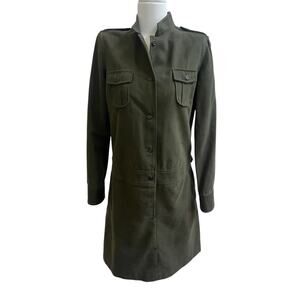 A.P.C. Paris Army Green Structure Military Dress Sz 38 M Buttons Wool Cotton